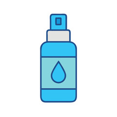 Fototapeta premium Blue Spray Bottle with Water Drop Icon Graphic