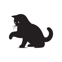 British Shorthair Vector Silhouette: Iconic and Sturdy Cat Illustration in Clean Vector Style, Showcasing the Breed’s Round Face, Plush Coat, and Distinctive Stocky Build in Profile.
