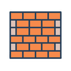 Stylized brick wall pattern with blue grout on White