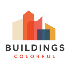 Fototapeta premium building city skyline colorful overlay logo vector icon illustration