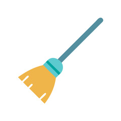 Minimalistic broom illustration against a dark backdrop