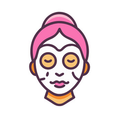 Face with mask for beauty treatment, flat design style