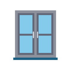 Modern window illustration with blue sky, gray frame element