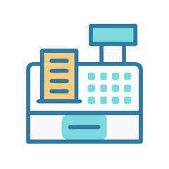 Modern Flat Design Cash Register Illustration on White Background