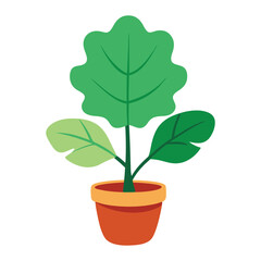 Potted plant illustration with big leaves and modern design for interior decor
