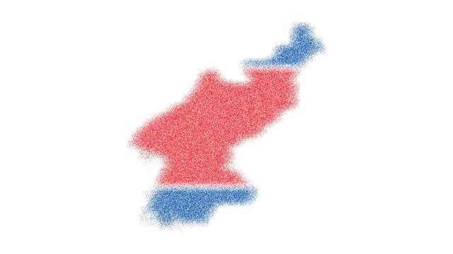North Korea outline map animation with flag colors