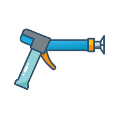 Iconic blue caulk gun on a White Background stock image