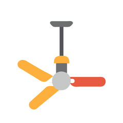 Ceiling Fan Illustration in Flat Design on White Backdrop