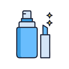 Stylized skincare set in blue tones against black background