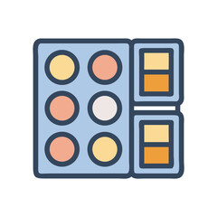 Stylized palette with circles and squares on dark background