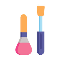 Cosmetic set of pink nail polish and mascara tube