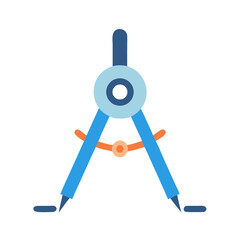 Blue drawing compass on White Background graphic illustration design
