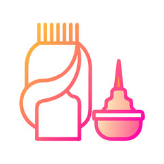 Hair coloring kit icon with brush and applicator bottle