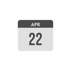 calender icon, 22 april icon with white background