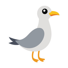 Simple cartoon seagull illustration on white background vector design