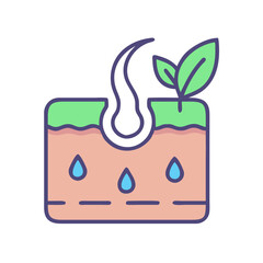 Natural Hair Growth Illustration with Leaves and Water Drops