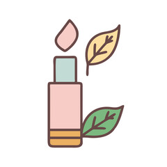 Natural lip balm with plant leaves cosmetic illustration