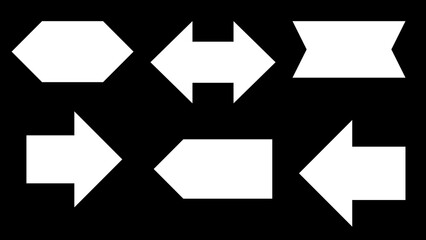 Diverse Collection of White Arrows on Black Background Simple