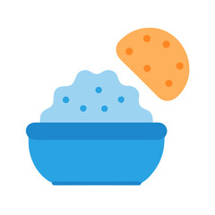 Simple flat design of food in bowl on black