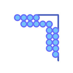 Abstract corner design with light blue and indigo circles