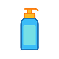 Simple blue soap bottle with pump dispenser illustration