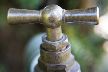 Brass water valve, garden irrigation.
