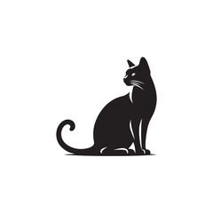 Burmese Cat Vector Silhouette: Sleek and Muscular Feline Illustration Highlighting the Breed’s Distinctive Rounded Features, Glossy Coat, and Expressive Eyes in Clean, Minimalist Vector Style.
