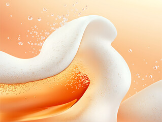 Beer foam with bubbles, and closeup.
