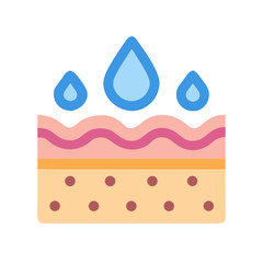 Hydrated skin layers with water drops for skincare graphic