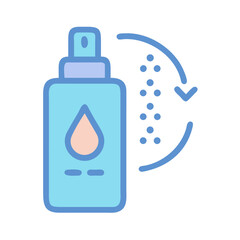 Liquid dispersion spray bottle dispensing refreshing treatment mist icon