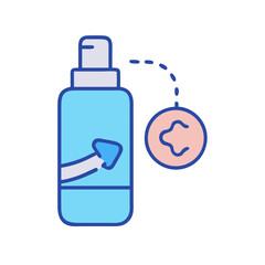 Light blue container connected to skin circle illustration