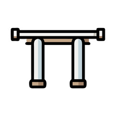 Simple column architectural graphic on dark background illustration style