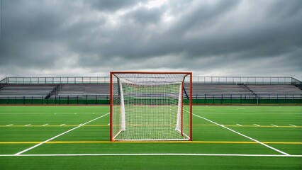 Fototapeta premium Empty Lacrosse Goal on Synthetic Turf Field 