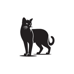 Burmese Cat Vector Silhouette: Sleek and Muscular Feline Illustration Highlighting the Breed’s Distinctive Rounded Features, Glossy Coat, and Expressive Eyes in Clean, Minimalist Vector Style.
