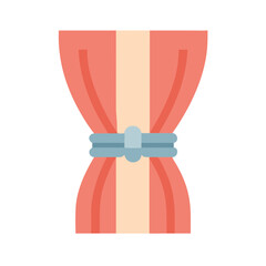 Stylized Illustration of Curtains with Tieback on White Background