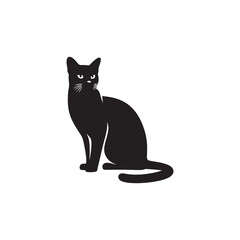 Burmese Cat Vector Silhouette: Sleek and Muscular Feline Illustration Highlighting the Breed’s Distinctive Rounded Features, Glossy Coat, and Expressive Eyes in Clean, Minimalist Vector Style.
