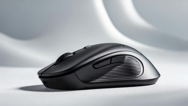 Contemporary wireless computer mouse on a white background.