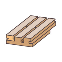 Isometric wooden slat connector with connecting channels vector illustration