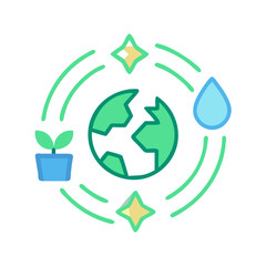 Earth and its elements in a flat design icon
