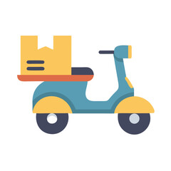 Delivery scooter with package icon on White Background