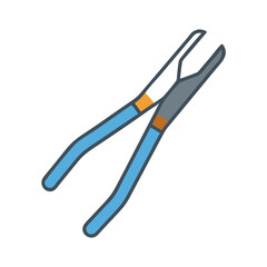 Stylized pliers tool with blue handles on black background