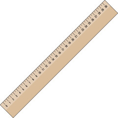 Mockup wooden ruler 30 cm. Measuring tool with ruler scale. School measuring equipment.
