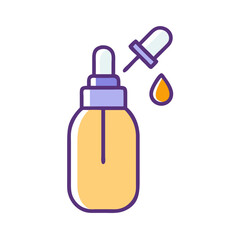 Serum bottle with dropper and falling liquid drop illustration