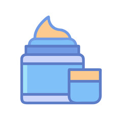 Stylized jar of cream with small container on black