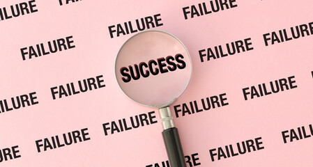 Obraz premium Reaching to success after many failures and learning from mistakes as personal development and motivation on pink background