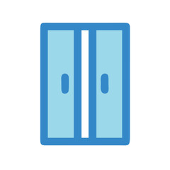 Minimalist double door illustration with flat design in blue