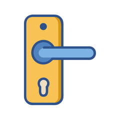 Isolated flat style door handle with lock on White