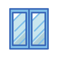 Cartoon window illustration on White Background with blue frame