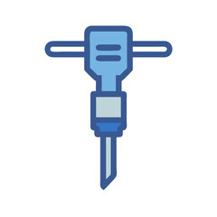 Simple illustration of a blue jackhammer on White Background