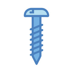 Blue Screw Graphic Illustration Against White Background, Macro View